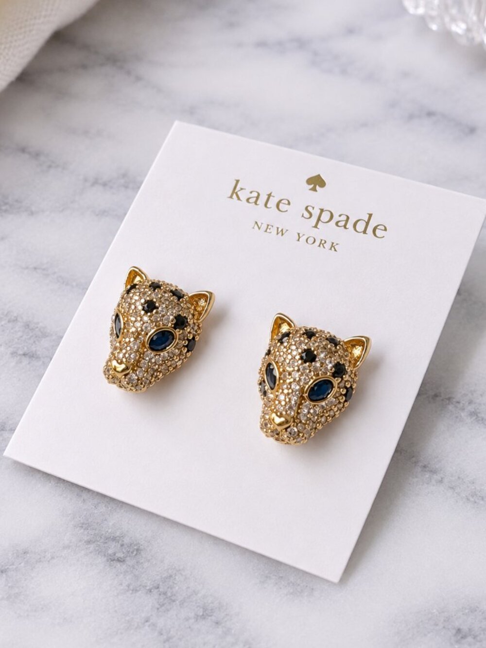 Kate Spade Leopard Crystal Stud Earrings Gold Cheetah Earrings